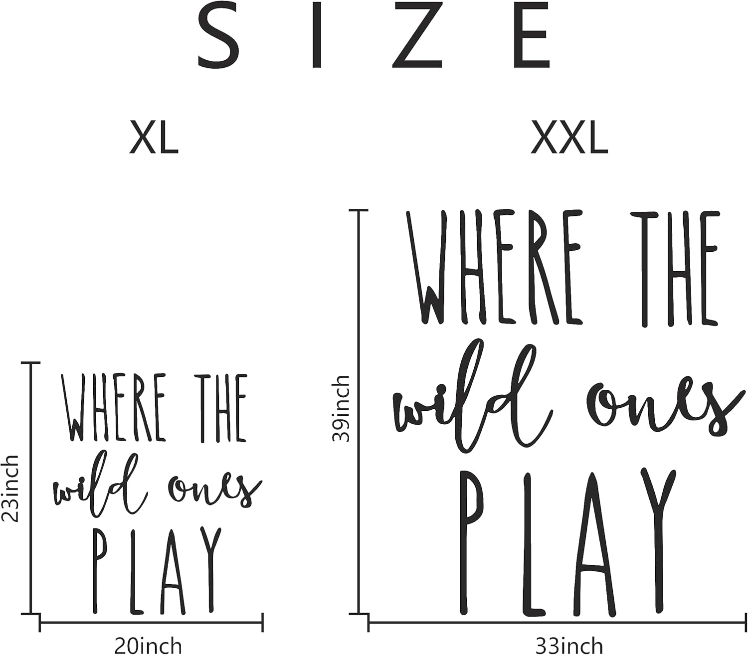 Decoración de pared para sala de juegos, 23 pulgadas XL con texto en inglés Where The Wild Ones Play (Where The Wild Ones Play)