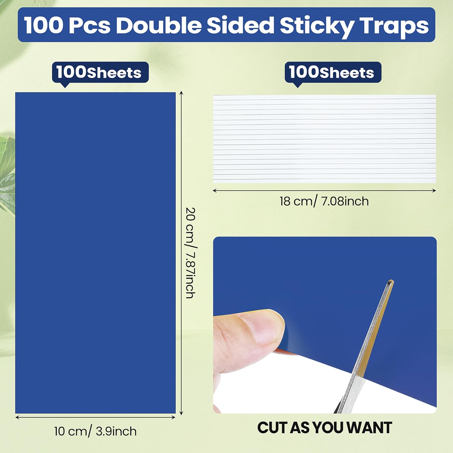 100 trampas adhesivas de doble cara para plantas voladoras insectos como moscas blancas, pulgones de 7.87 x 3.9 pulgadas, trampas adhesivas para