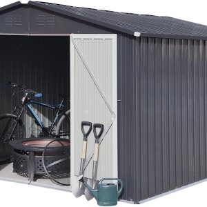 Cobertizos y almacenamiento al aire libre, cobertizo de almacenamiento de metal exterior de 10 x 8 pies de acero galvanizado con puerta bloqueable, Cobertizos y almacenamiento al aire libre, cobertizo de almacenamiento de metal exterior de 10 x 8 pies de acero galvanizado con puerta bloqueable,