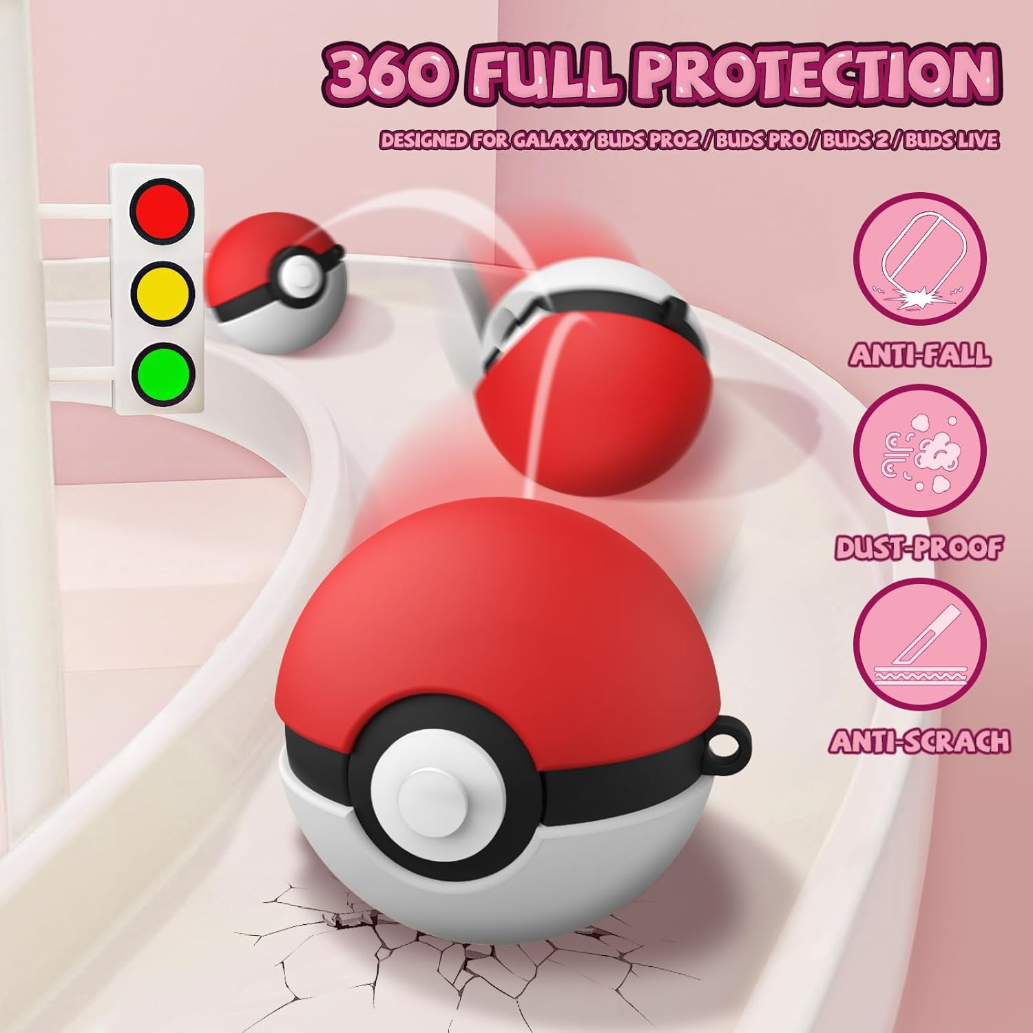 Bonita funda para Galaxy Buds FE (2023), funda Buds Pro 2 (2022)Buds 2 Case (2021)Buds Pro Case (2021)Buds Live Case (2020), funda protectora de
