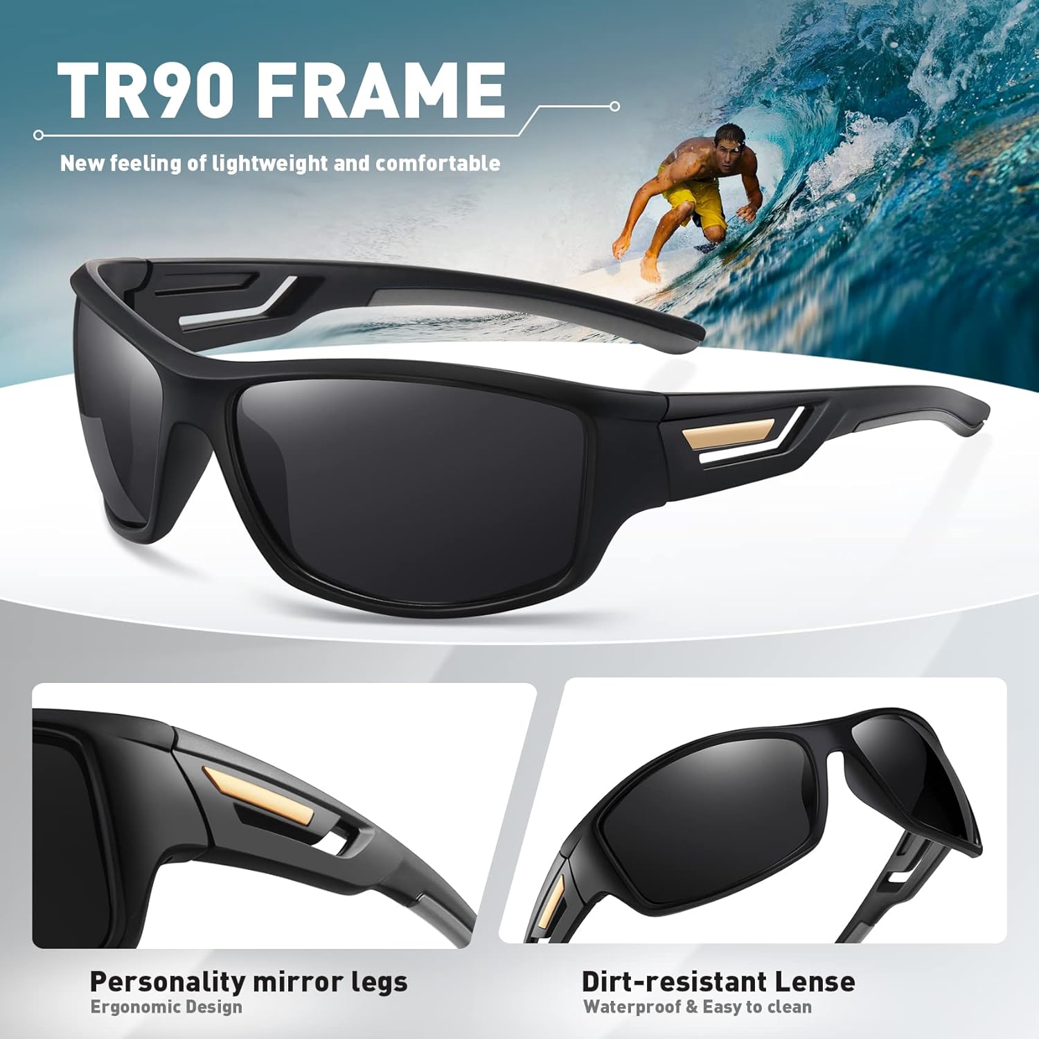 MEETSUN Gafas de sol deportivas polarizadas para hombres y mujeres, para conducir, ciclismo, pesca, protección UV400
