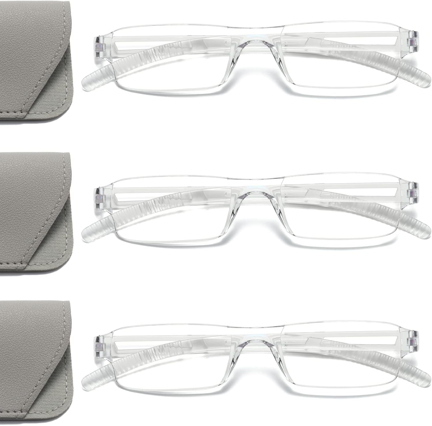 3 pares de lentes de lectura, lentes de bloqueo de luz azul, anteojos de lectura para computadora para hombres y mujeres, marco rectangular de moda