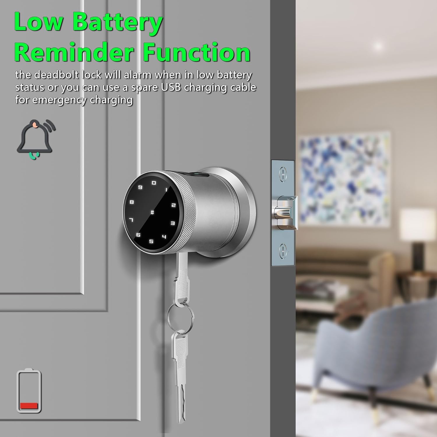Cerradura de puerta con huella digital, teclado con asa, 5 en 1, perilla de puerta inteligente con código, cerradura de puerta de entrada sin llave