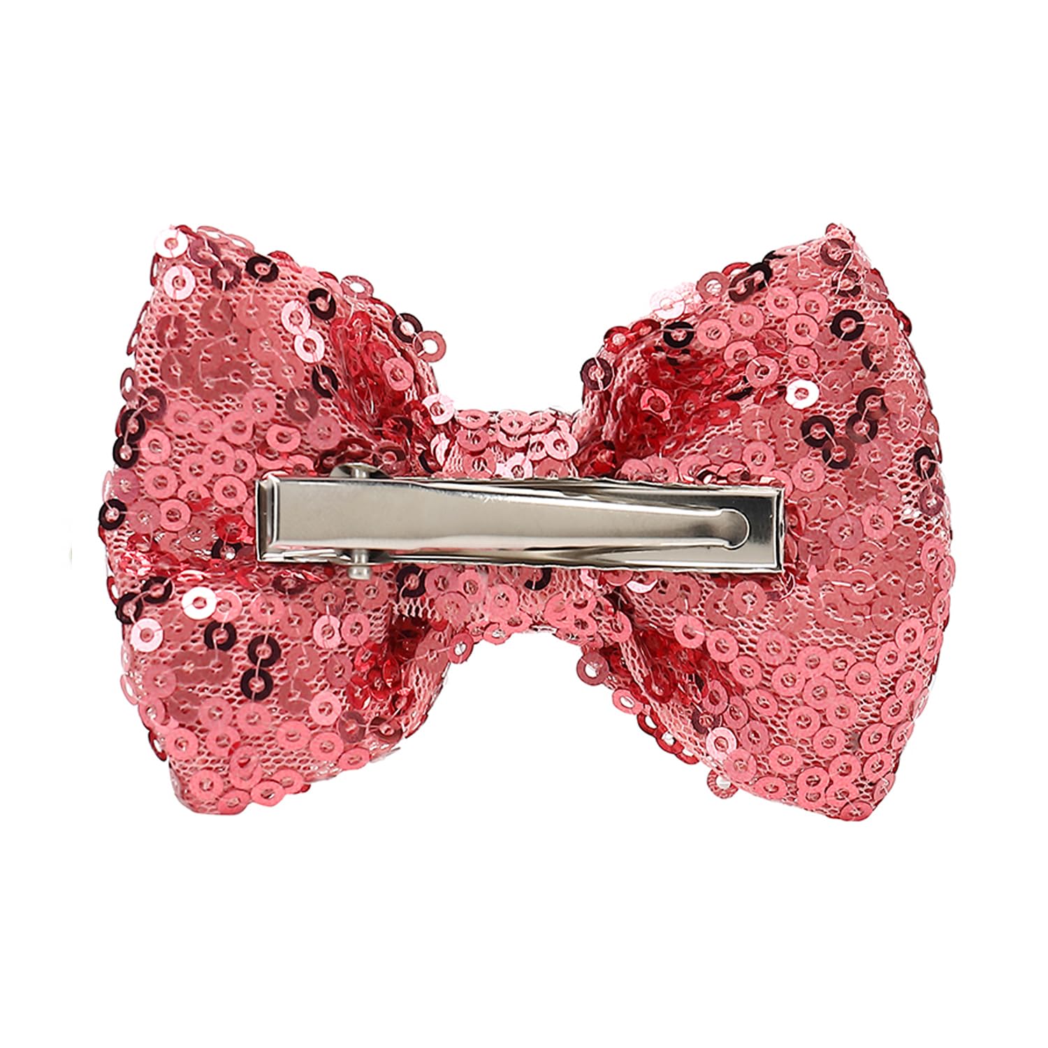 Love Fairy – Horquilla de lazo con purpurina de 3 pulgadas, pinza de pelo con lentejuelas brillantes para niñas, adolescentes y mujeres (rosa)