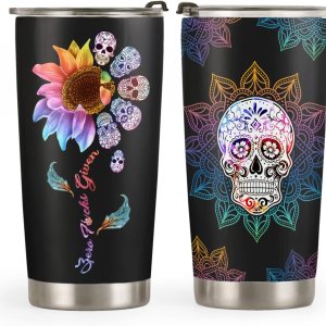 64HYDRO – Vaso térmico con tapa de 20 oz con diseño de calavera con mandala, doble pared con vacío, jarro de café de viaje, termo deportivo 64HYDRO – Vaso térmico con tapa de 20 oz con diseño de calavera con mandala, doble pared con vacío, jarro de café de viaje, termo deportivo