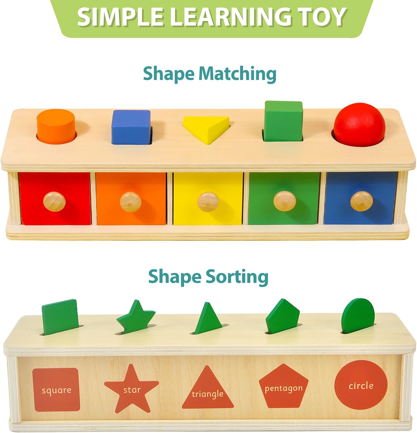 Montessori Toys – Juguetes clasificadores de formas para niños pequeños de 1 a 3 años, juguetes de clasificación de colores, juguetes de madera a