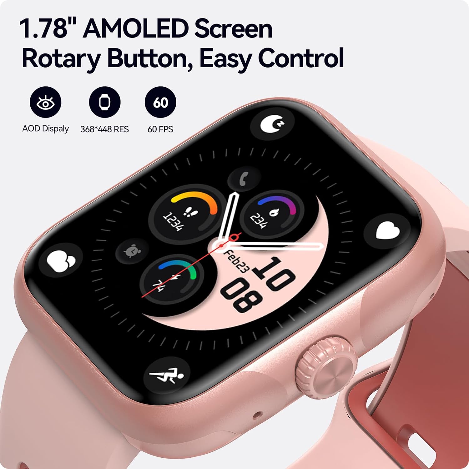 Reloj inteligente Ultra para hombres y mujeres, pantalla AMOLED de 1.78 pulgadas, rastreador de actividad y relojes inteligentes, GPS Fitness Traker