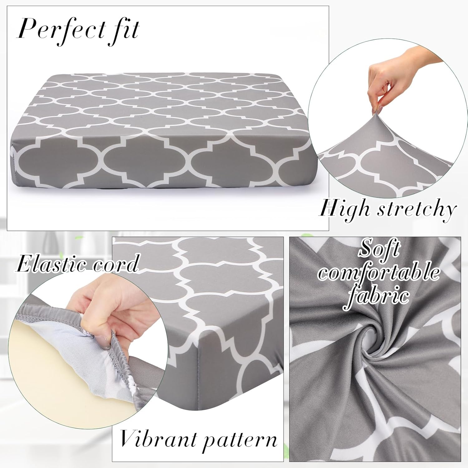 Newwiee 8 fundas de cojín elásticas para sofá para patio, fundas de cojín de repuesto para muebles de patio, fundas de asiento de silla, protector