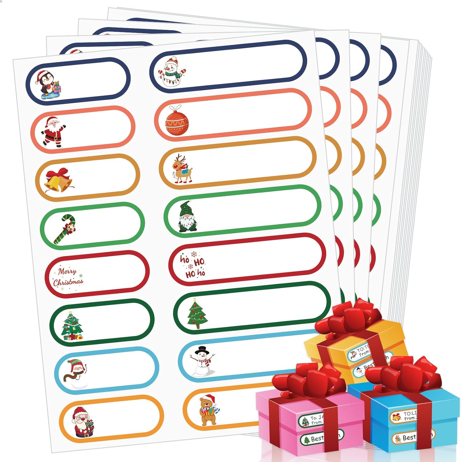 480 etiquetas adhesivas de nombre de Navidad, etiquetas de Navidad para regalos, etiquetas de regalo de Navidad, etiquetas autolaminables multiusos