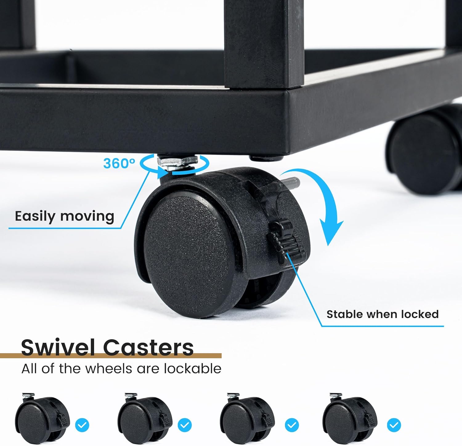 End Table C Shape with Charge Station, Tilting Top Side Table with Magazine Holder and Lockable Wheels, Easy Assembly for Living Room, Bedroom,