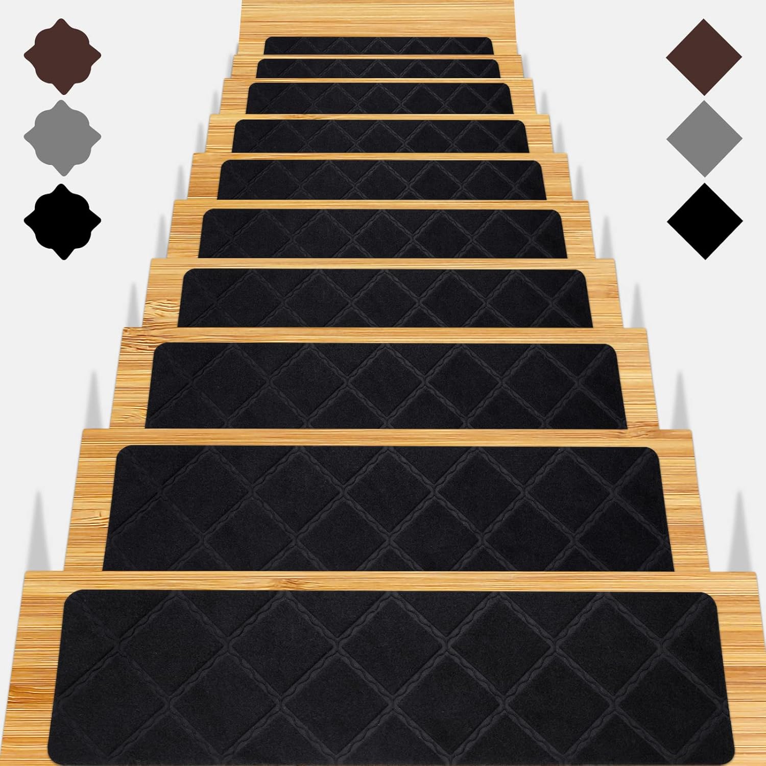 Peldaños de escalera para escalones de madera, 15 unidades, 8 x 30 pulgadas, alfombras antideslizantes para interiores, para niños, ancianos y
