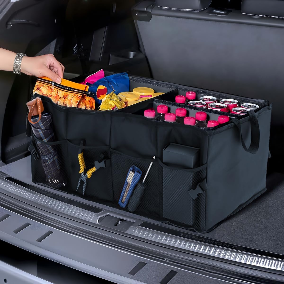 Organizador de maletero de automóvil, organizador de almacenamiento plegable para maletero, Poratble para SUV, accesorios automotrices de viaje