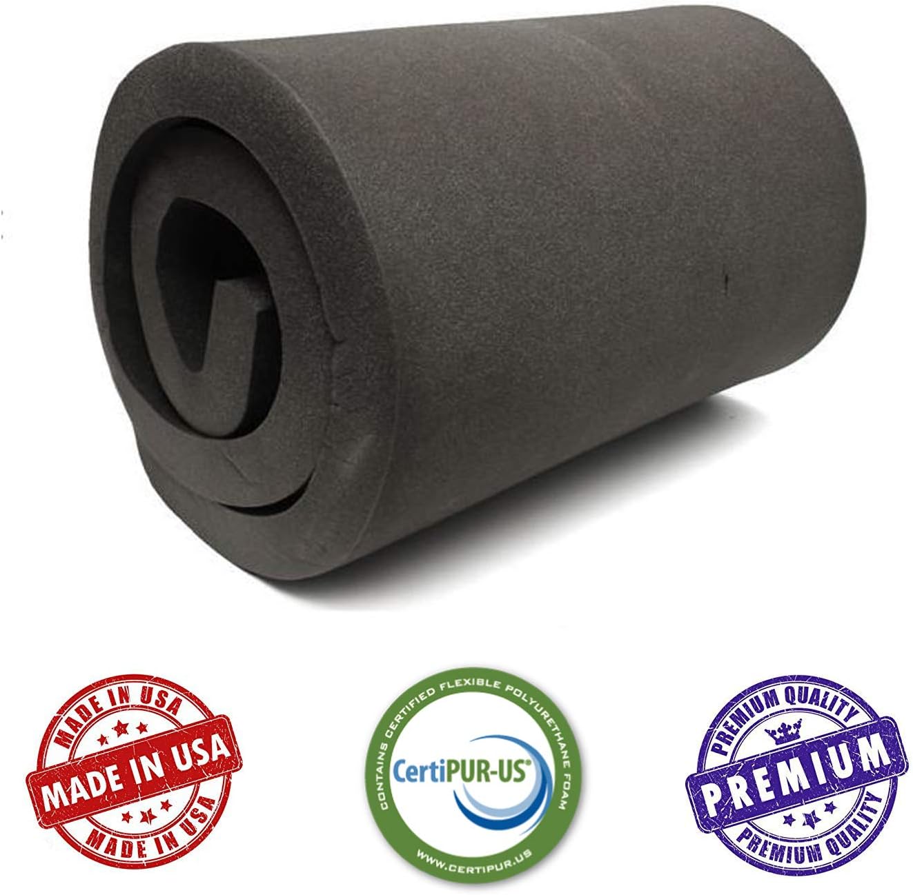 AK TRADING CO. CertiPUR-US – Cojín de espuma acústica certificado (espuma de tapicería, lámina de espuma de goma y reemplazo de asiento) – 1 pulgada