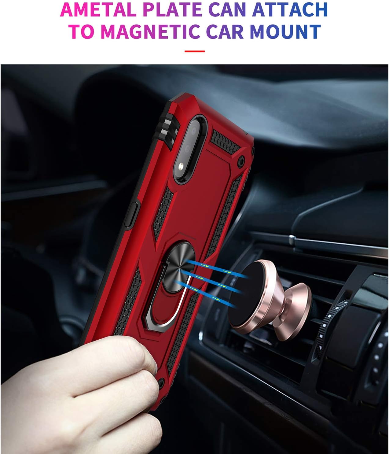 TJS Funda compatible con LG K22, LG K22 Plus+, funda para LG K32, con protector de pantalla de vidrio templado, soporte magnético con soporte