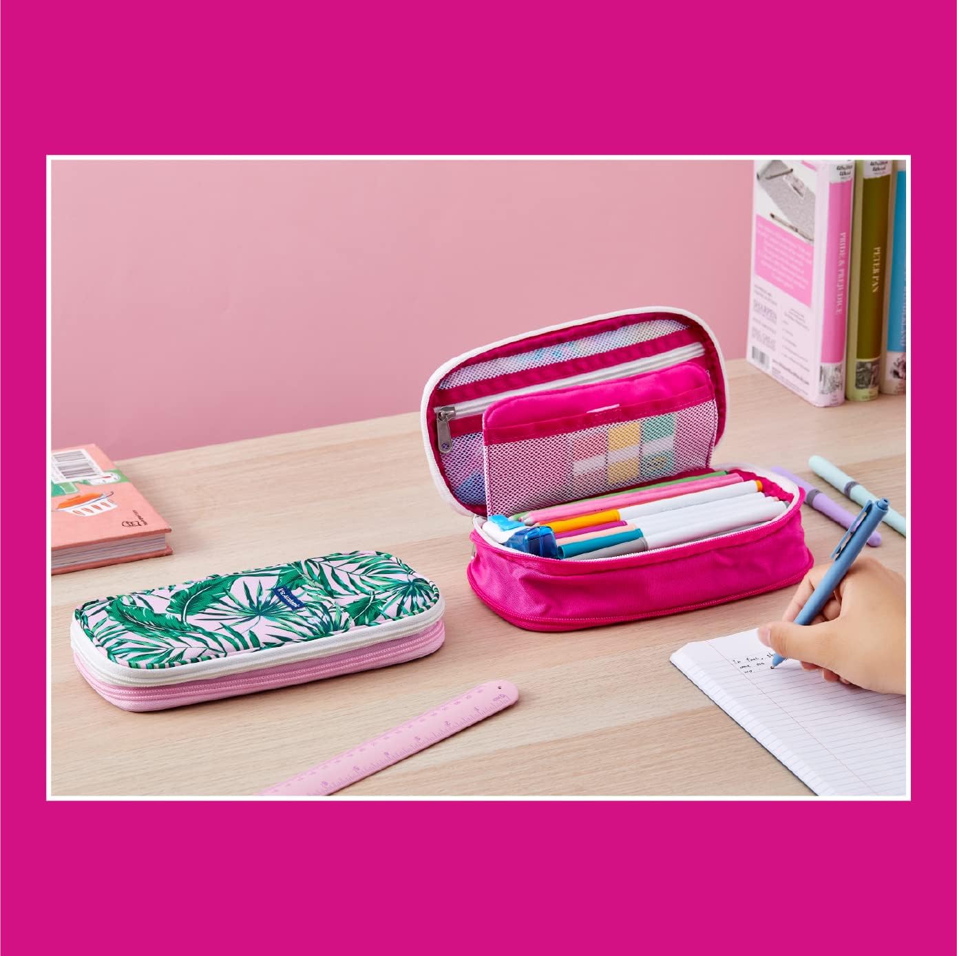 It’s Academic Estuche expansible para lápices, bolsa portátil para suministros escolares y de oficina, bolsa organizadora de viaje, compacta, alta