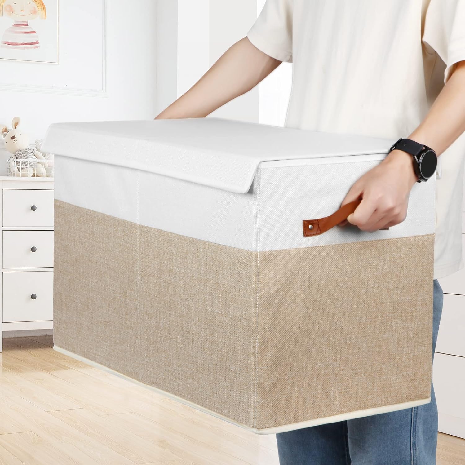 Caja de juguetes, contenedores de almacenamiento plegables y resistentes con tapas, cajas organizadoras de juguetes extra grandes para niños