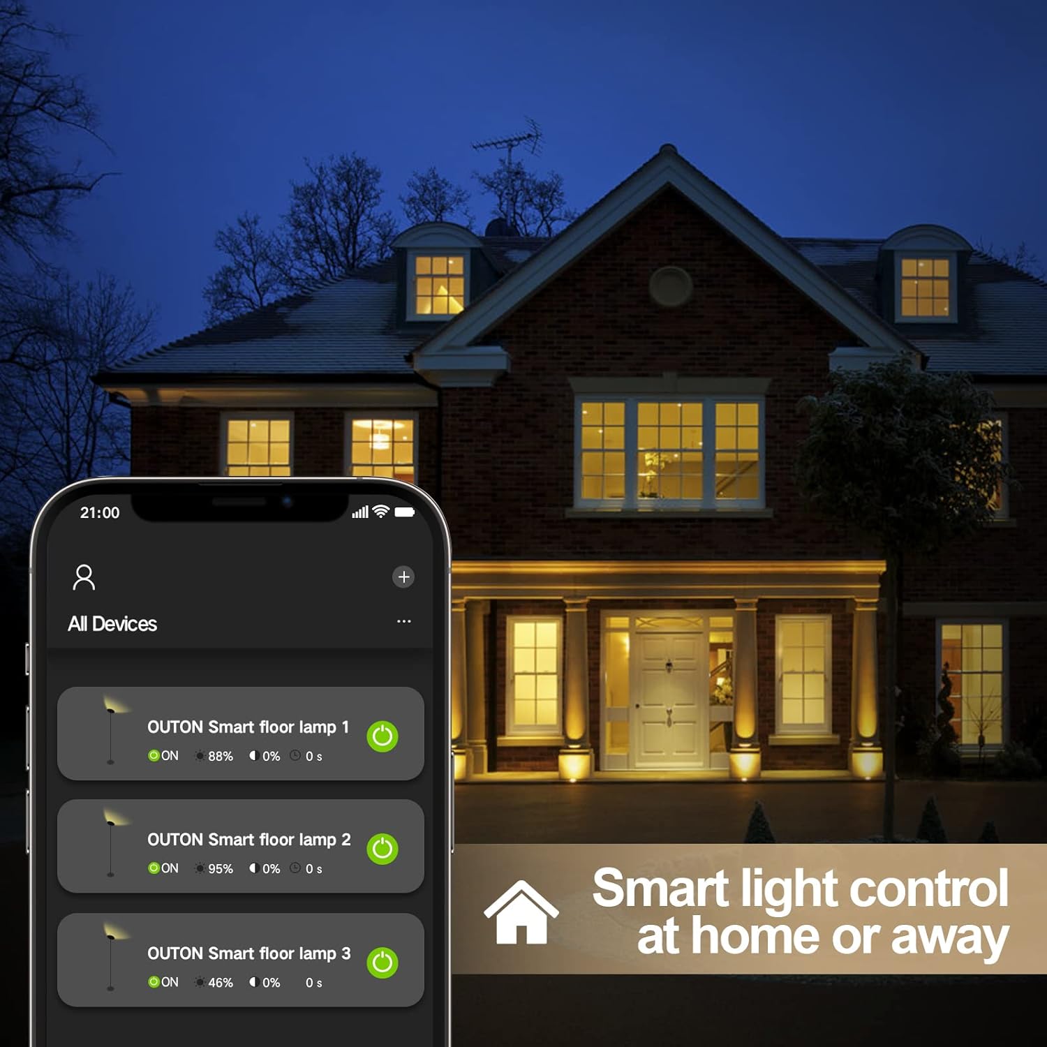 OUTON Lámpara de pie LED inteligente, 30 W3000 lúmenes, regulable, brillante, lámpara de cielo, compatible con Alexa Google Home, control remoto