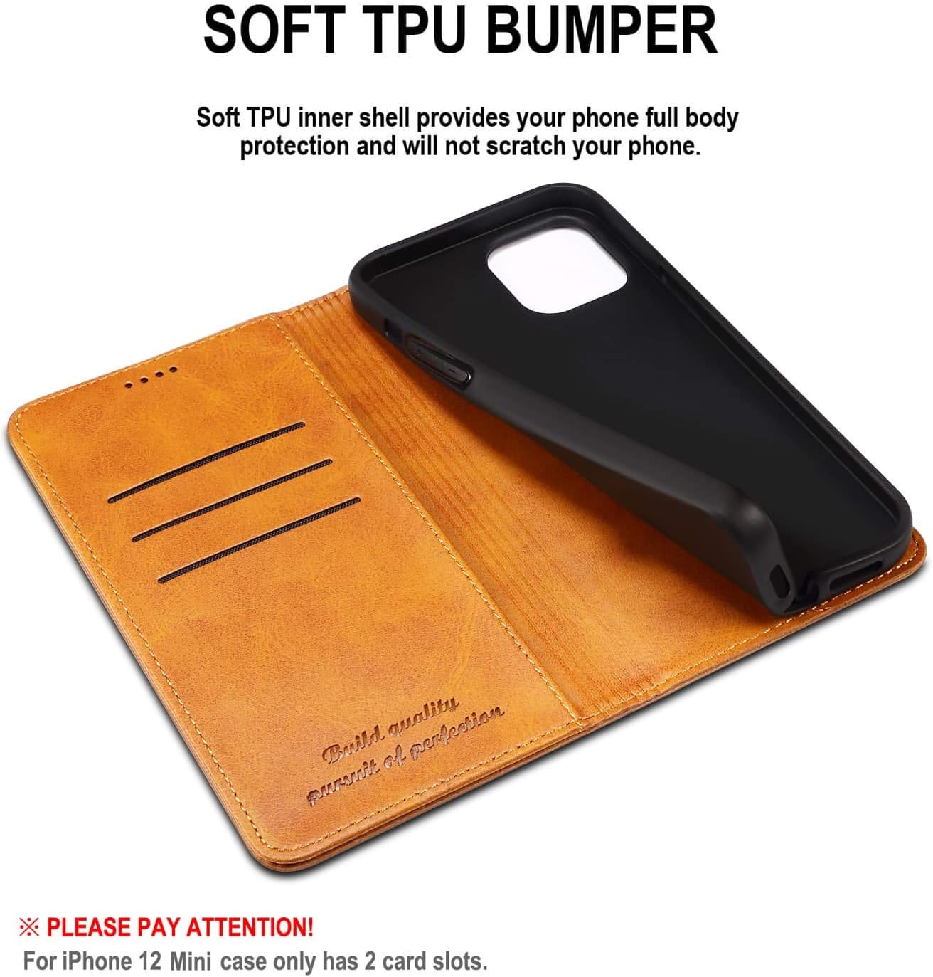 SINIANL Funda compatible con iPhone 12, iPhone 12 Pro con tarjetero y tarjetero de cuero plegable con función atril y cierre magnético para iPhone