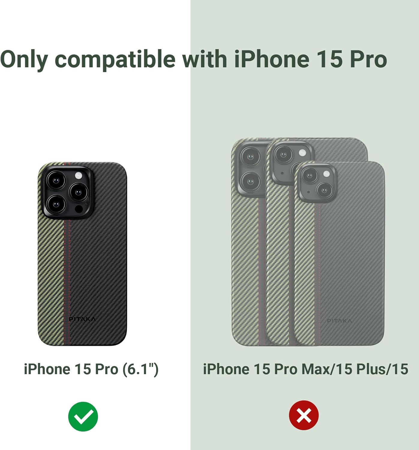 pitaka Funda para iPhone 15 Pro compatible con MagSafe, funda delgada y ligera para iPhone 15 Pro de 6.1 pulgadas con una sensación táctil sin