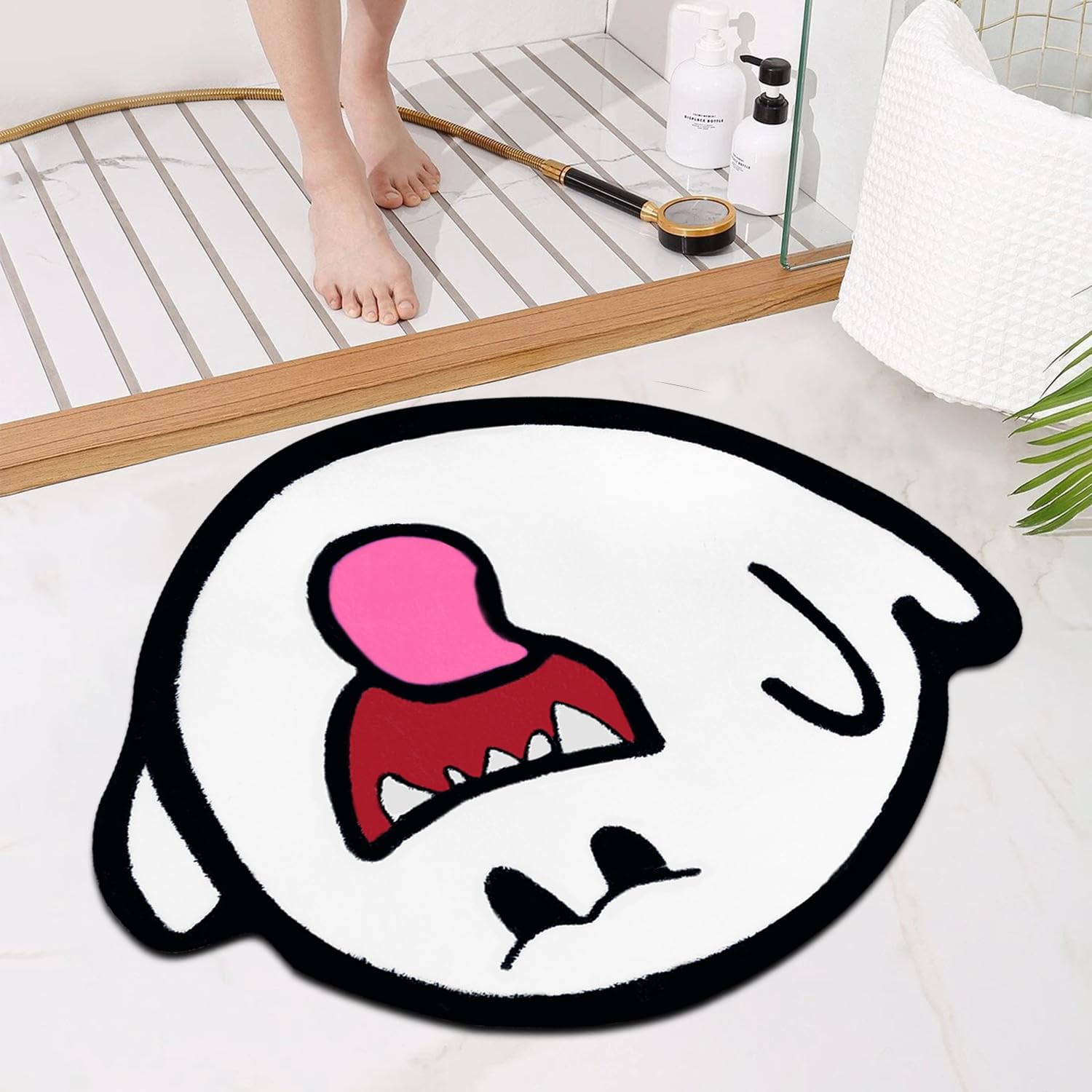 Alfombra de baño de Halloween para baño, fantasma de Halloween, absorbente y antideslizante, bonita alfombra de ducha, lavable y suave para