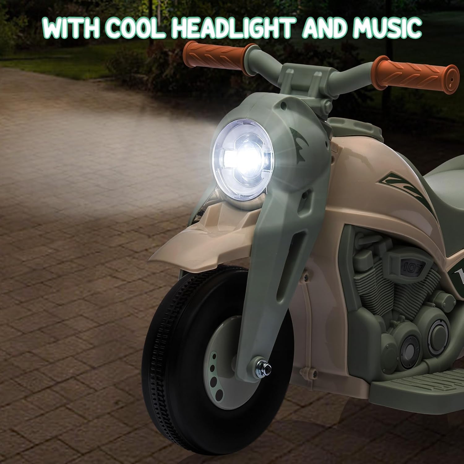 Motocicleta para niños con función de burbujas, juguete de motocicleta de 6 V con faros LED, música, pedal, adelantereserva, auto eléctrico de