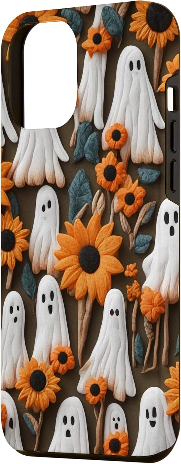 Funda para iPhone 12 Pro Max con diseño floral y diseño de girasoles para Halloween