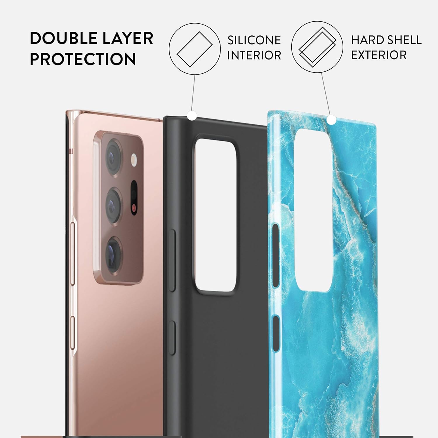 BURGA Funda para teléfono compatible con Samsung Galaxy Note 20 Ultra, híbrida de 2 capas de carcasa rígida + funda protectora de silicona, color