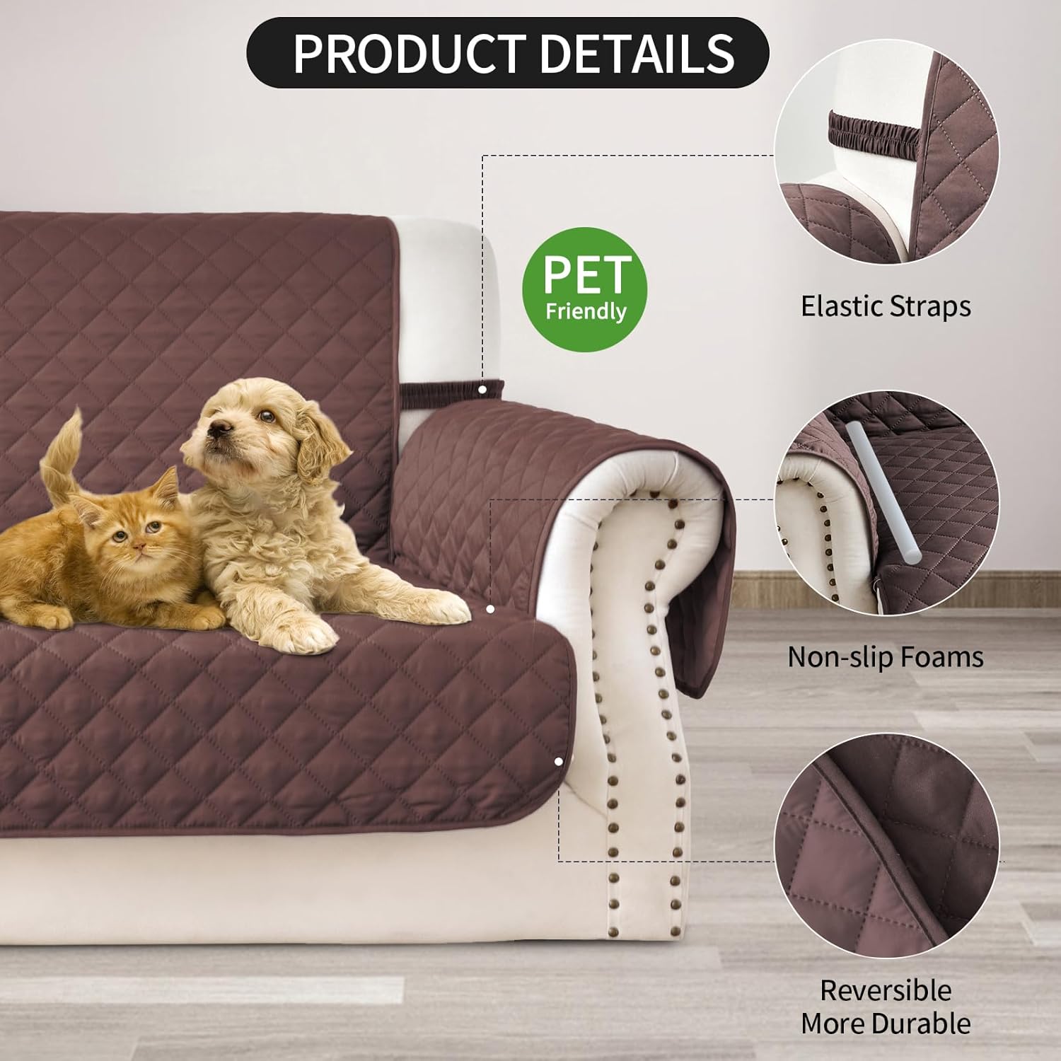 Fandyacke Fundas reversibles para sofá, protector de muebles para perros (sofá, chocolatechocolate)