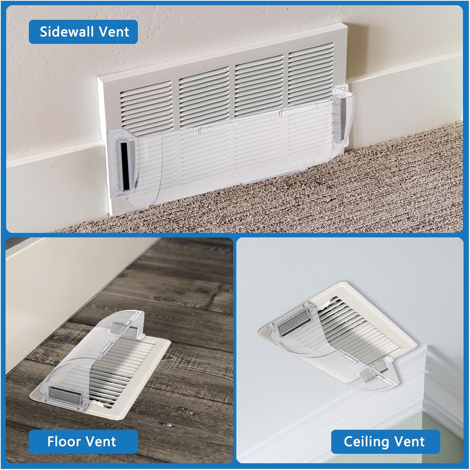 Deflector de ventilación ajustable con imanes de alta resistencia, deflector magnético de ventilación de CA para registros de pared lateral, piso y