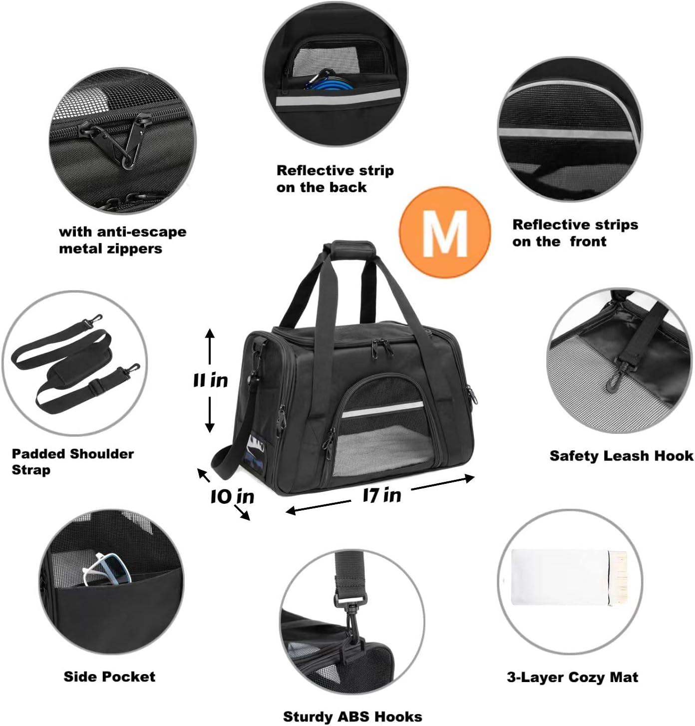 Transportador para perros medianos, bolsa de transporte para perros pequeños, transportador de gatos para gatos medianos, transportador de mascotas