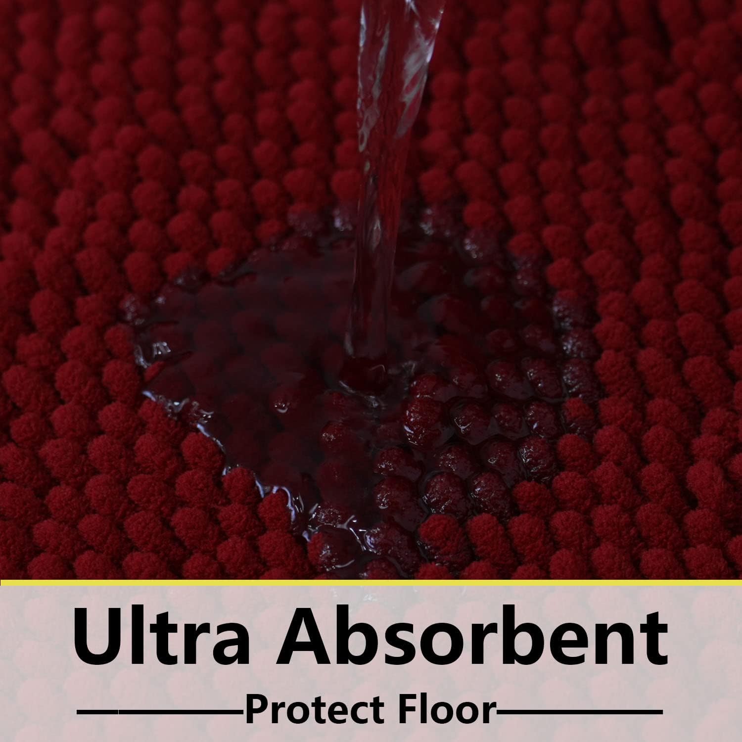 Juego de 2 alfombras de baño de felpilla extrasuave absorbente, tapete de baño con parte inferior antideslizante de PVC resistente, lavable a