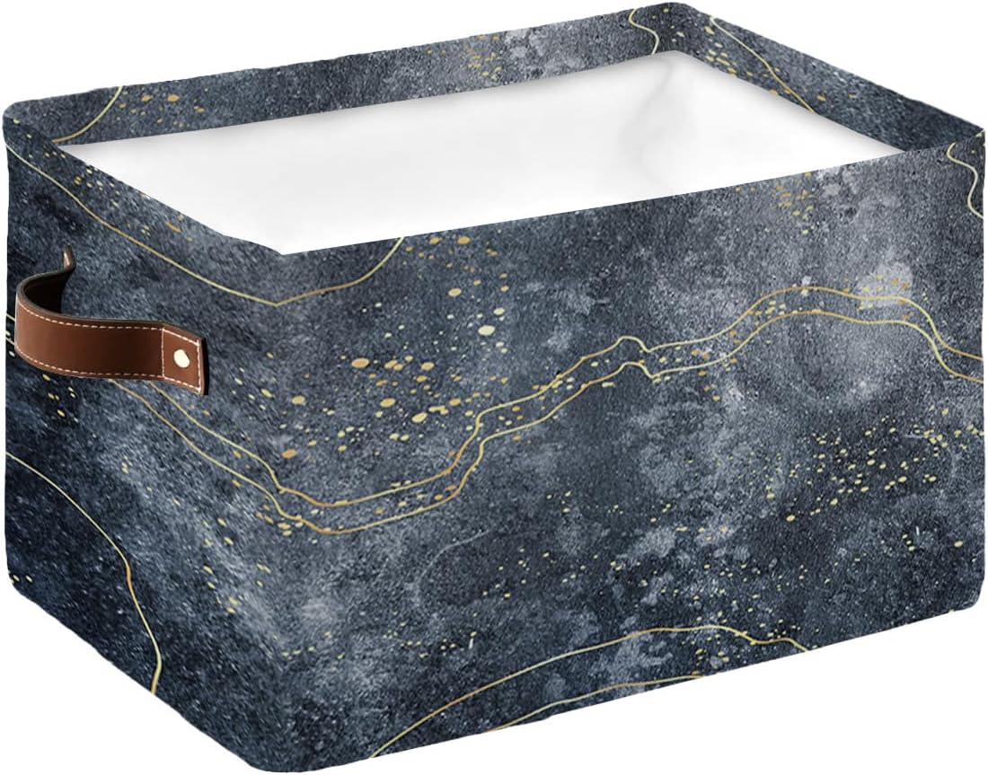 Cesta de almacenamiento gris degradado para organizar estantes, cajas de almacenamiento plegables con asa, líneas amarillas modernas, arte