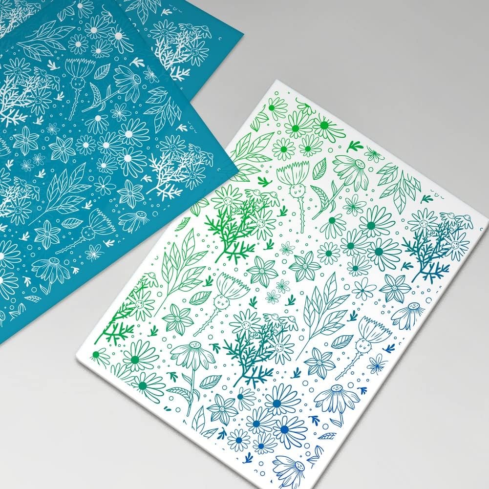 OLYCRAFT Plantillas de arcilla de 4 x 5 pulgadas, plantillas de serigrafía de cardo, acianos de seda, pantalla de seda no adhesiva para plantas de