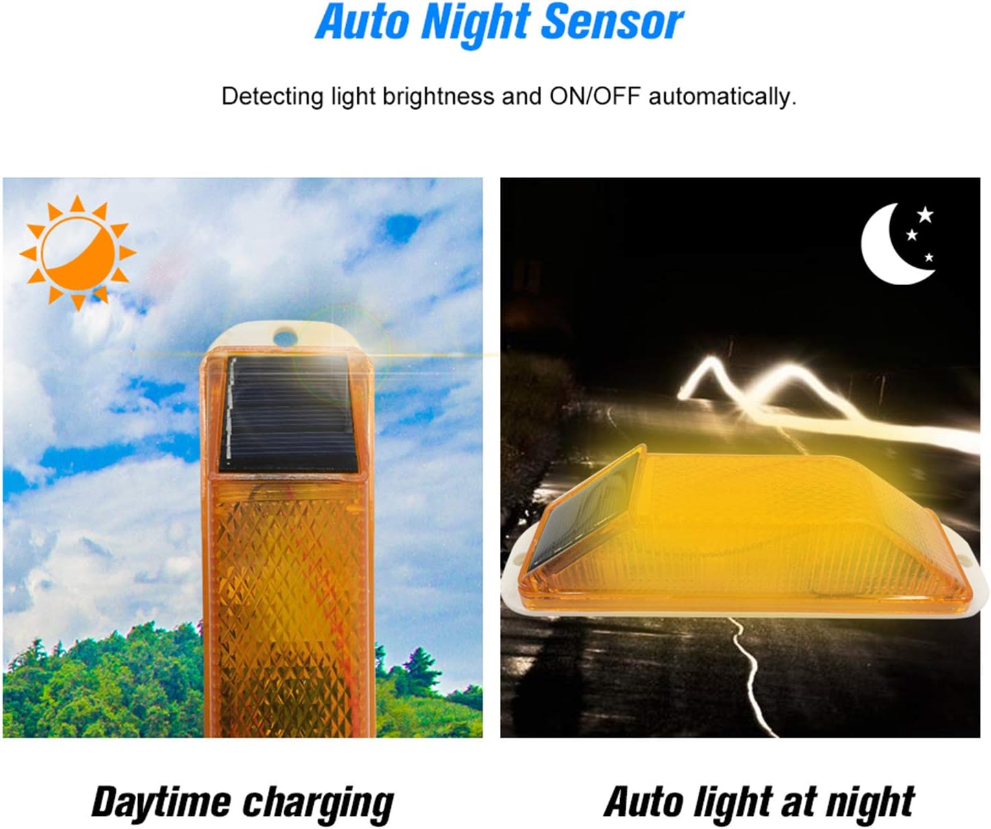 Luz de advertencia solar estroboscópica lámpara de advertencia LED sensible, superbrillante, impermeable, IP65, control de luz inalámbrico, baliza