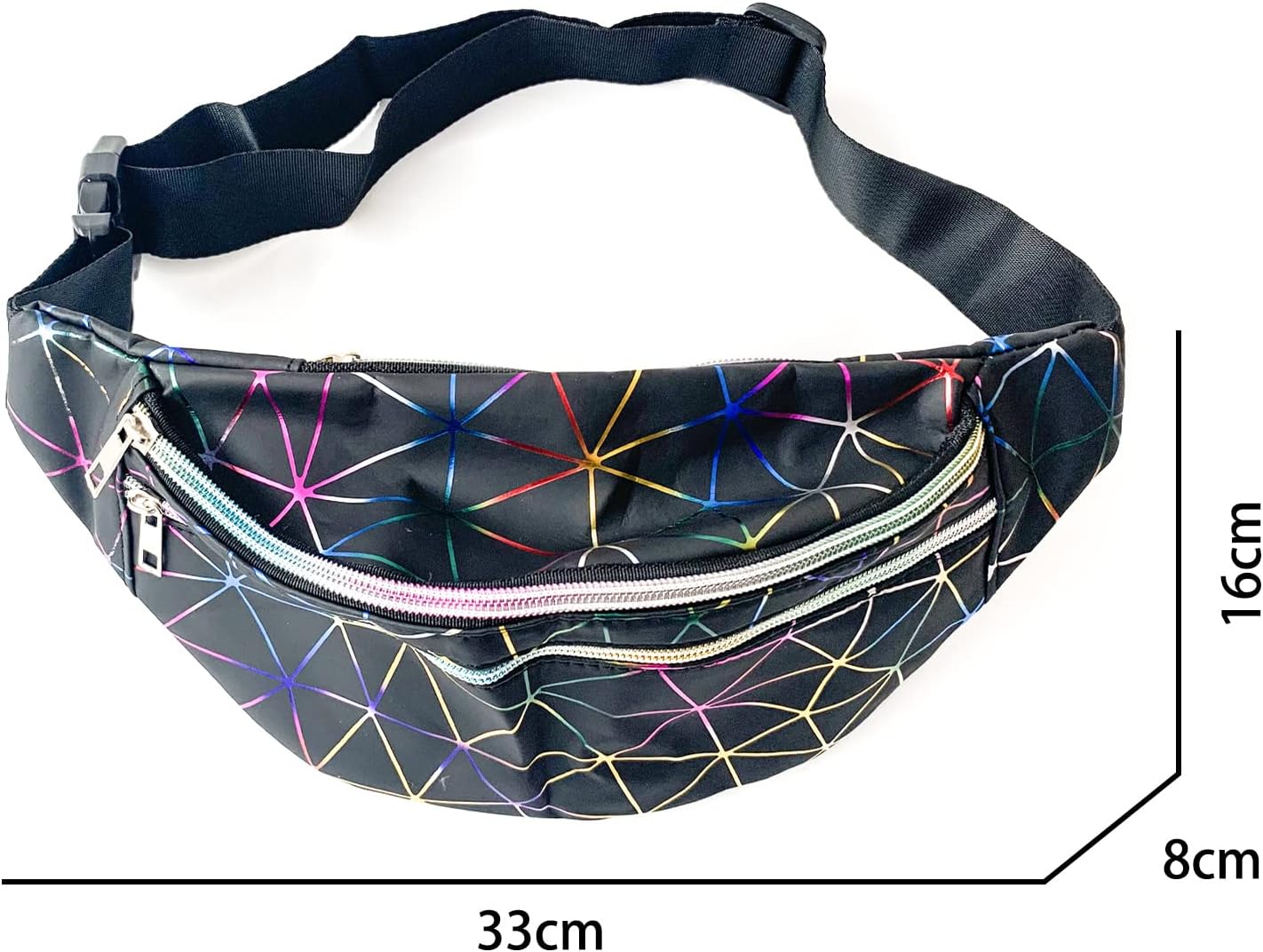 Riñonera de piel sintética, impermeable, ligera, para mujer, Negro -, Riñonera