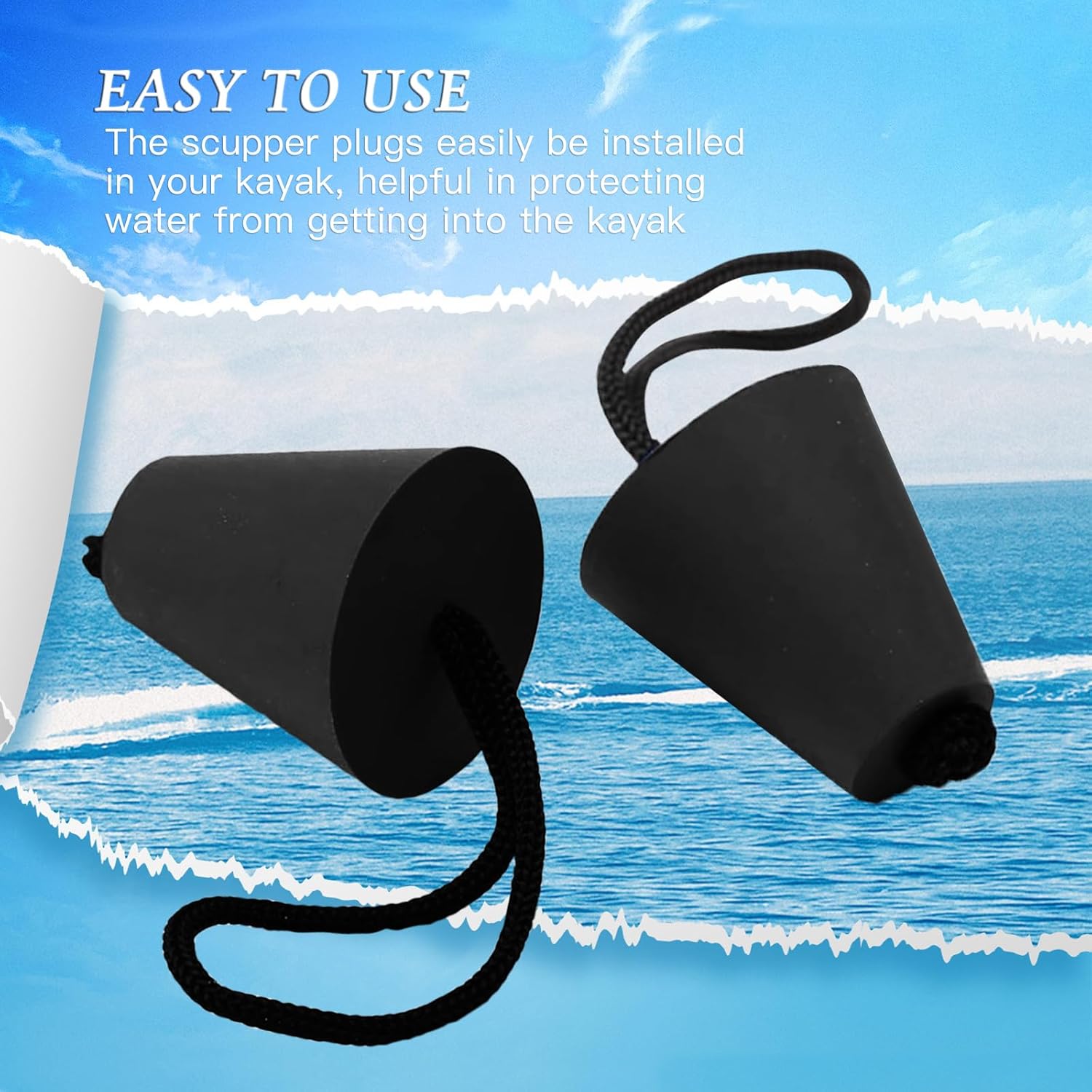 Kit de 8 tapones para kayak, tapón universal de silicona con orificios de drenaje, tapón con cordón, accesorios de kayak