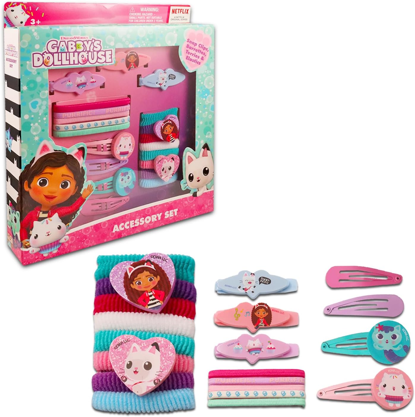 Gabby’s Dollhouse – Caja de accesorios para el cabello para niñas, paquete de disfraces de casa de muñecas de Gabby con accesorios para el cabello,