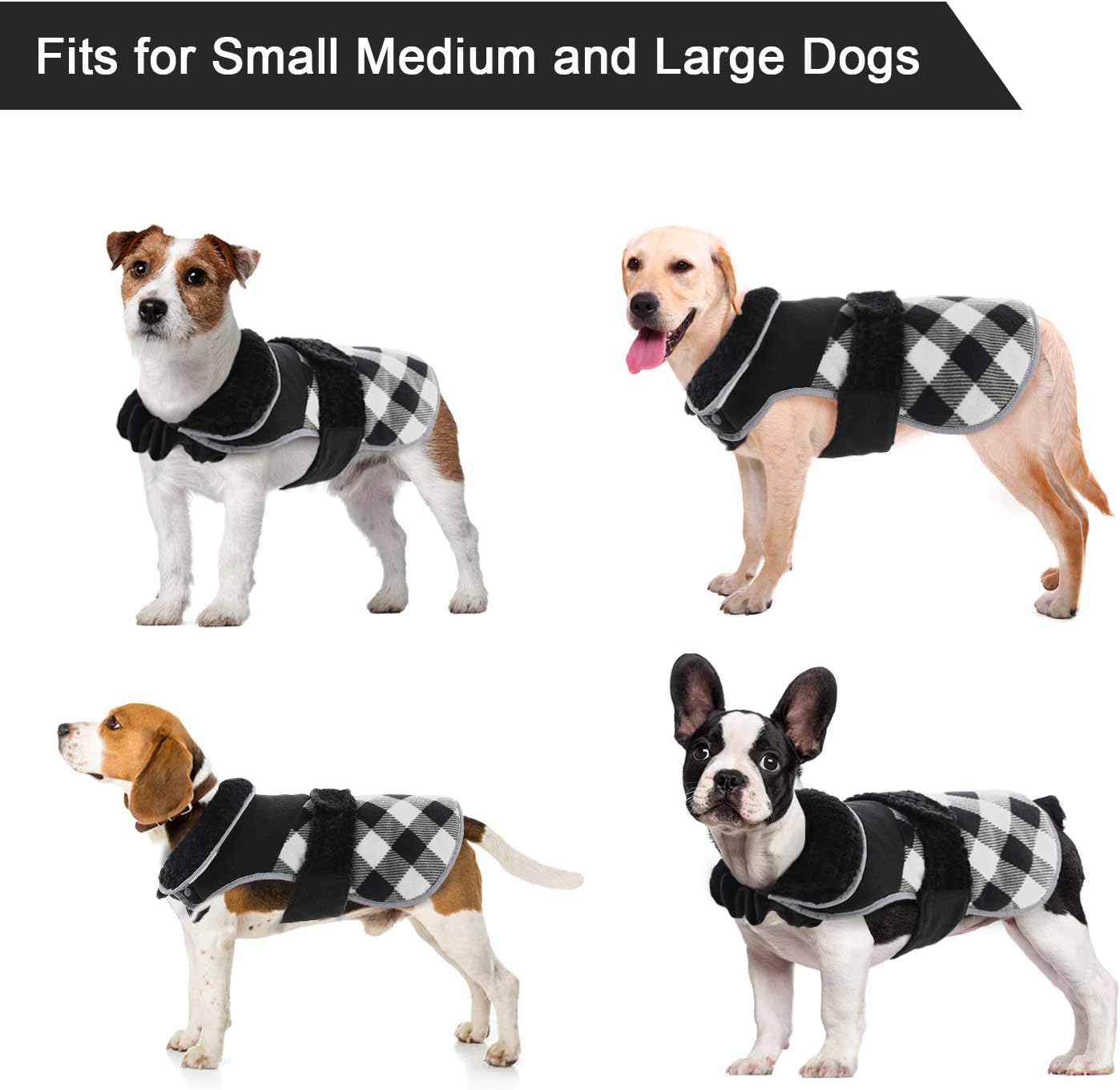 Abrigo para perro Kuoser de invierno, de estilo británico a cuadros, con forro polar, prenda cálida para Navidad, chaqueta para perro para el frío,