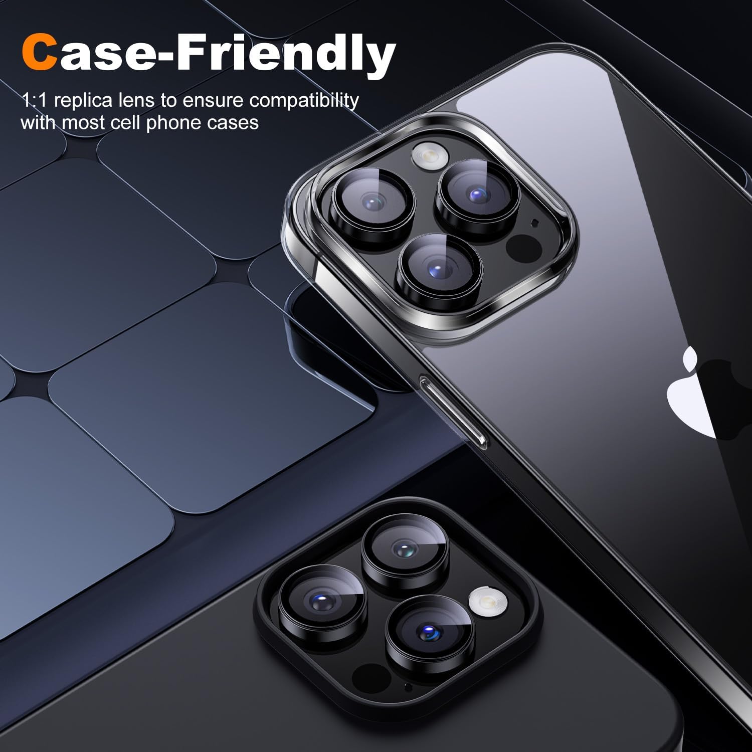 Hoerrye 3+1 Protector de lente de cámara para iPhone 15 Pro MaxiPhone 15 Pro, Mantener el diseño original del lente Verdaderamente inastillable