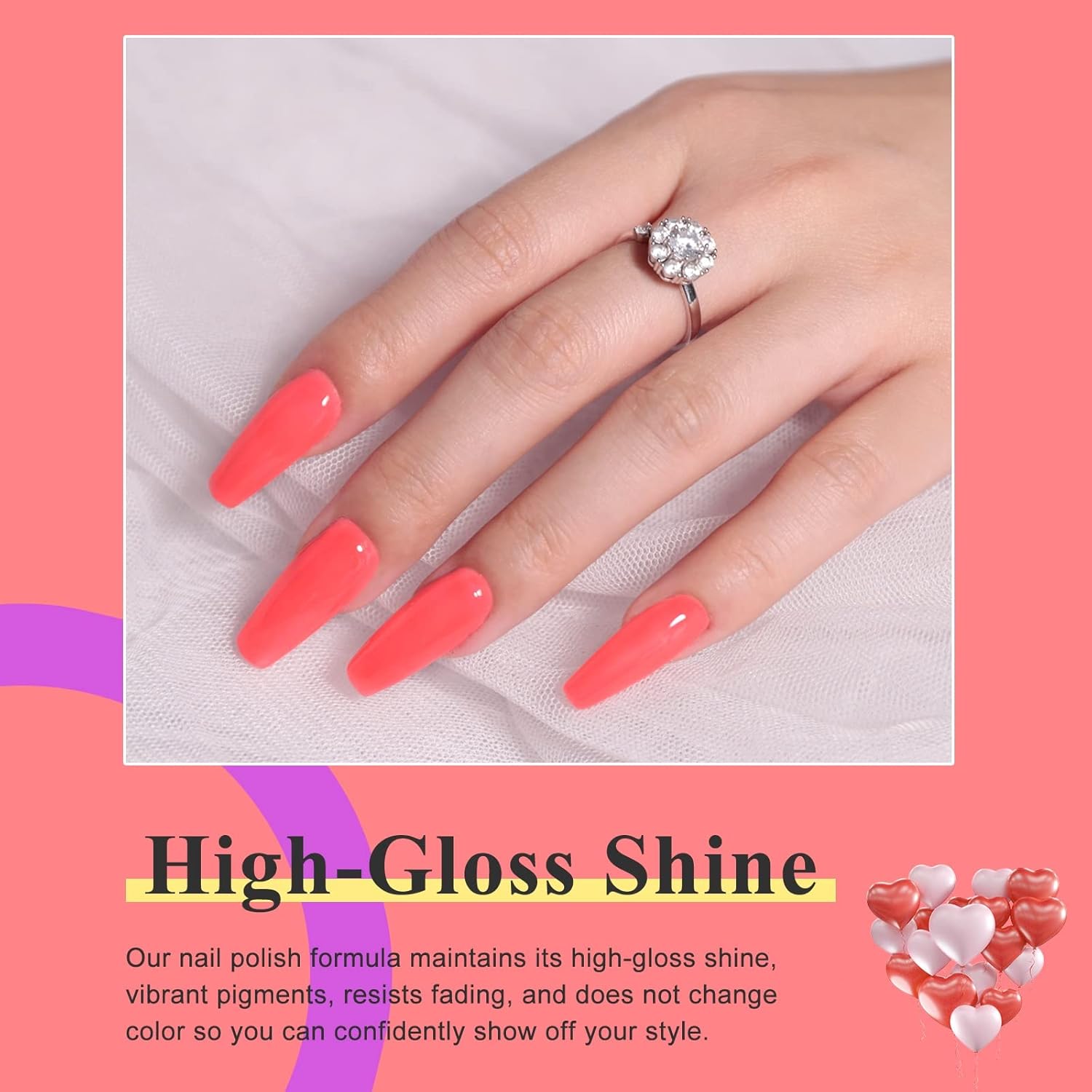 Imtiti Esmalte de uñas de gel neón, secado rápido, 3 en 1, esmalte de gel rojo rosa, esmalte de uñas neón semipermanente LED y UV, no necesita base