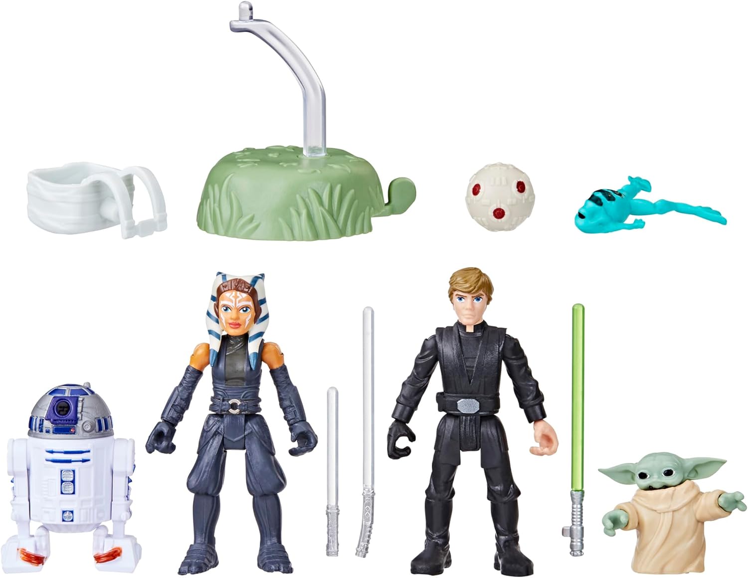 STAR WARS Mission Fleet, juego de figuras de acción Grogu a escala de 2.5 pulgadas con 4 figuras y 7 accesorios, juguetes para niños y niñas de 4