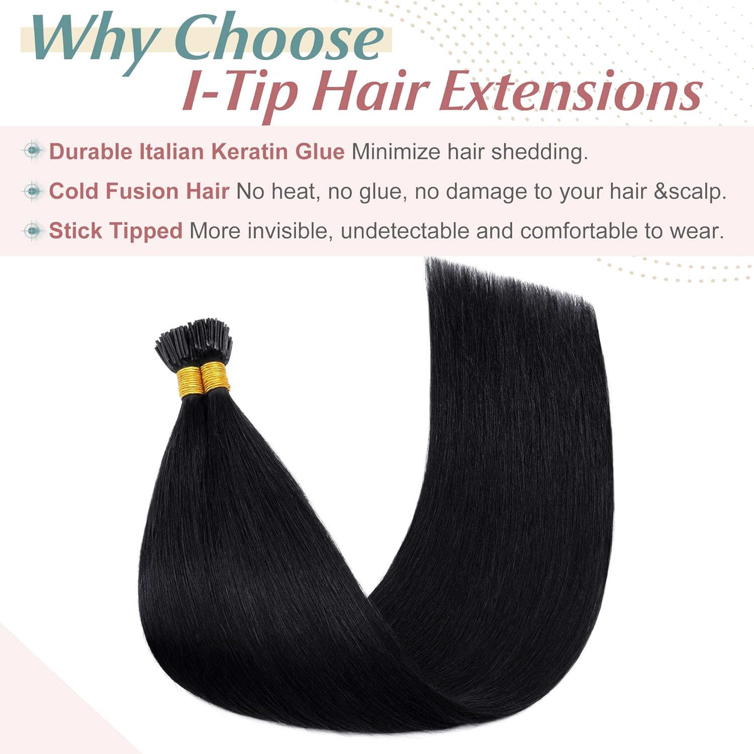 SEGO I Tip – Extensiones de cabello humano real, queratina preunida, microperlas de punta, balayage, extensiones de cabello lacio y sedoso, 100