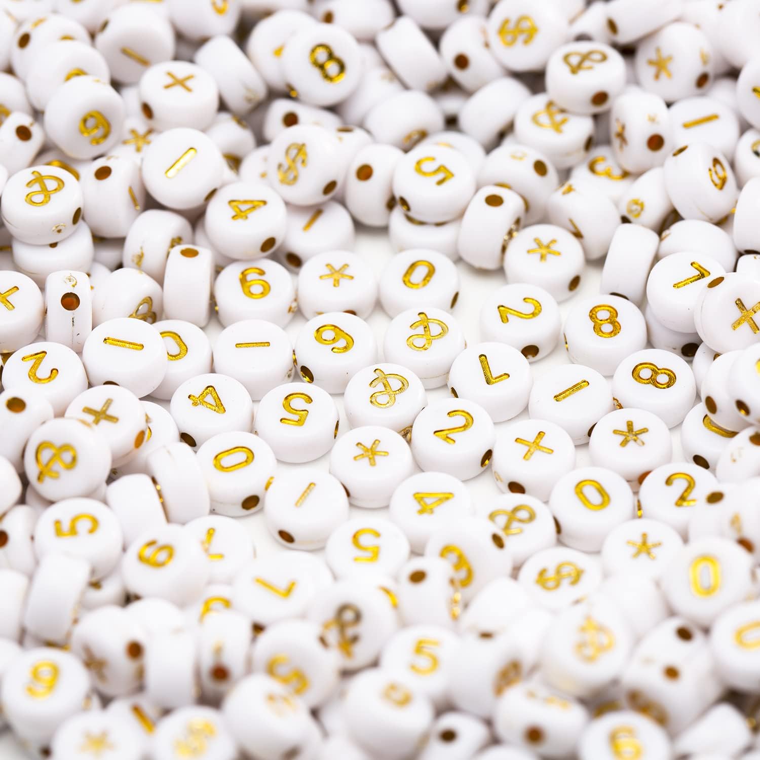500 pulseras de cuentas de símbolo de números acrílicos para fabricación de joyas