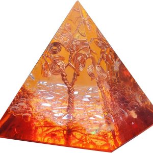 Rockcloud Estatuilla de piedra piramidal de orgón de cristal curativo de alambre de cobre, generador de energía para meditación, equilibrio de Rockcloud Estatuilla de piedra piramidal de orgón de cristal curativo de alambre de cobre, generador de energía para meditación, equilibrio de