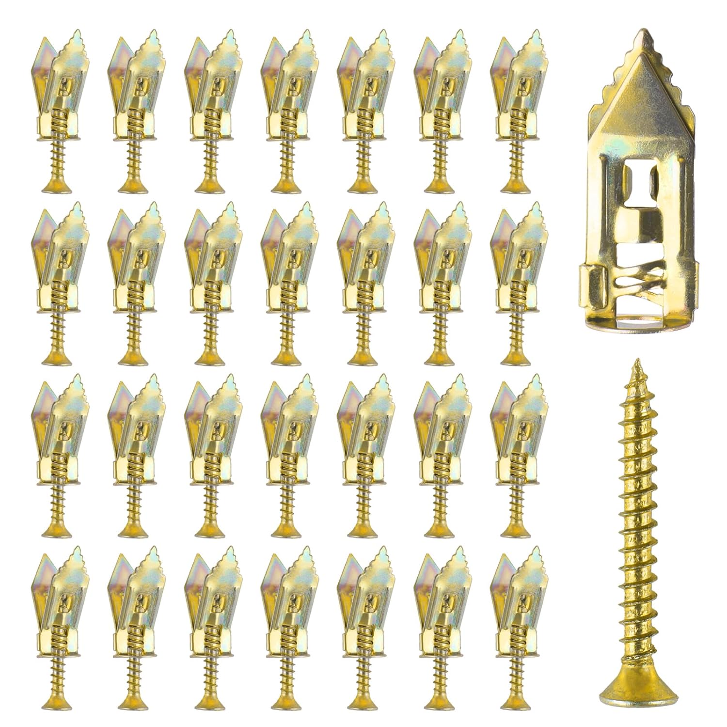 Anclajes para paneles de yeso, 100 anclajes de pared y tornillos para paneles de yeso con funda, kit de anclajes y tornillos de pared secos