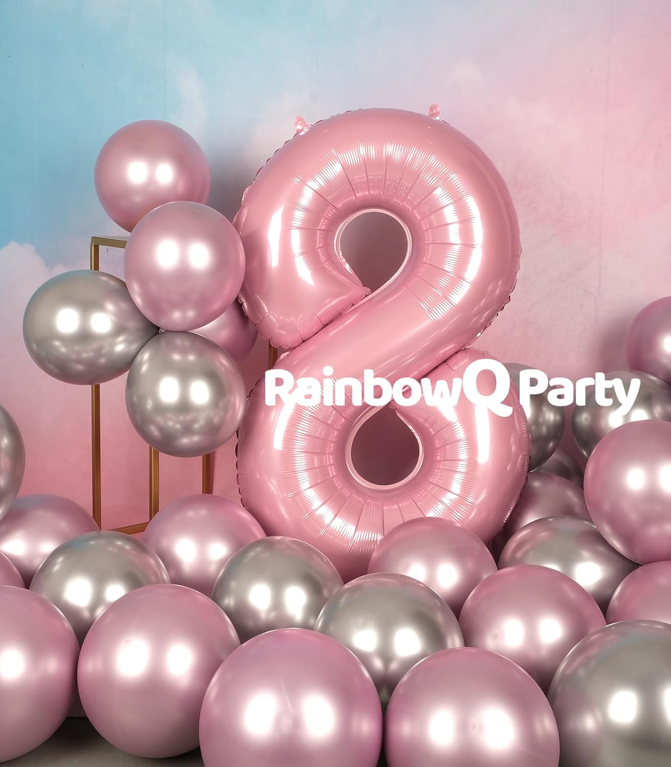 Globo de número 8 de 40 pulgadas para niño o niña, color rosa grande 0-9, globos grandes de Mylar de 8 números, suministros de decoración de fiesta