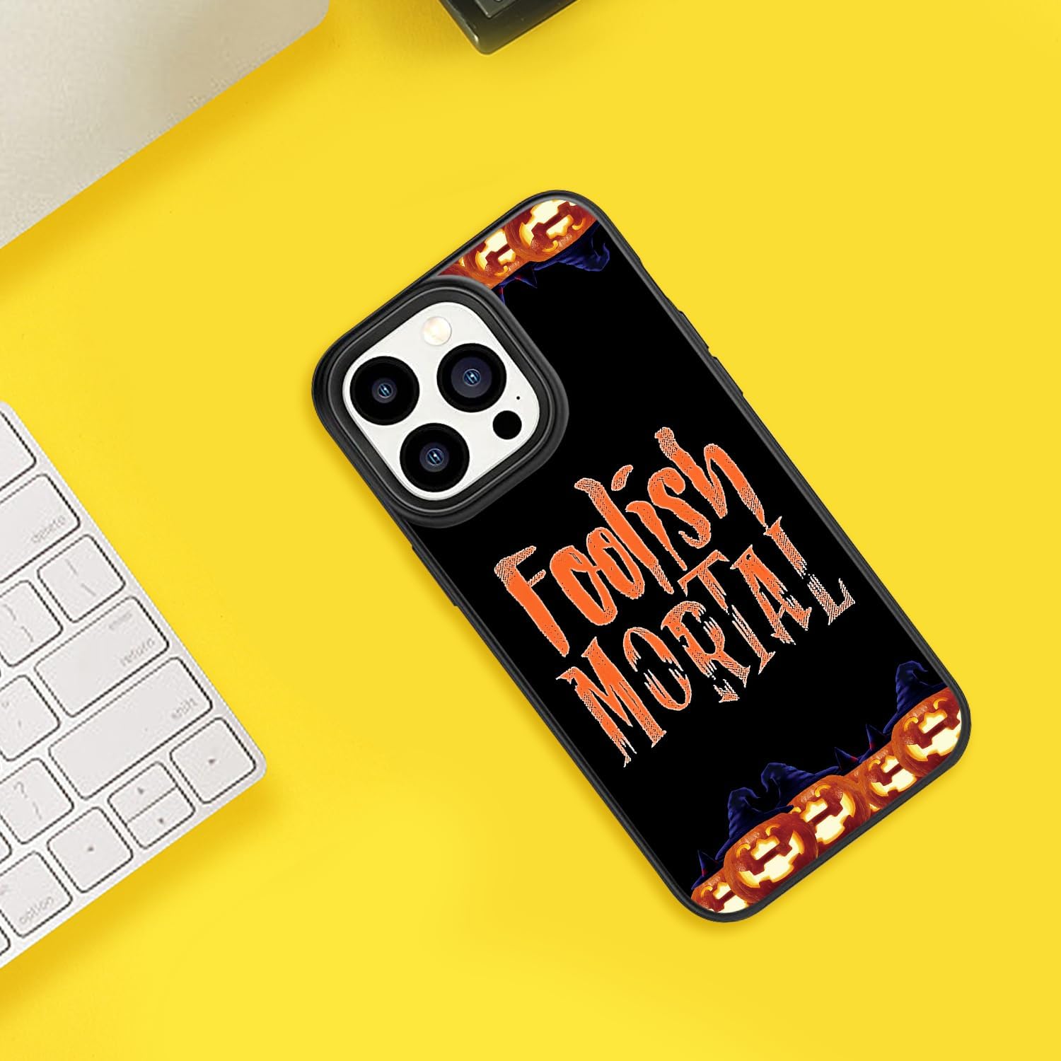 Foolish Mortal Pumpkin Glow in the Dark Halloween Funda para iPhone 15, 14, 13, 12, 11 Pro Max, Mini, Samsung Galaxy S23 S22 S21 S20 FE Ultra Plus