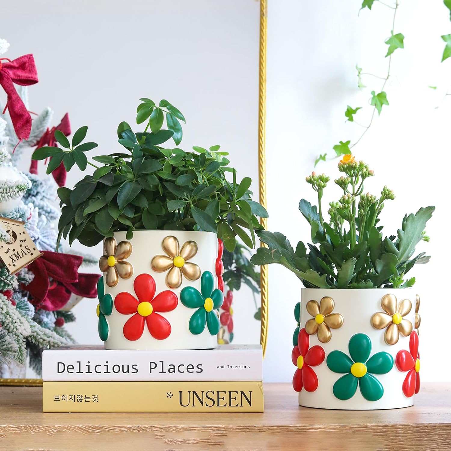 GUGUGO Squiggle Lines – Lindas macetas para plantas, macetas para plantas de interior, divertidas y coloridas, maceta única para suculentas, macetas