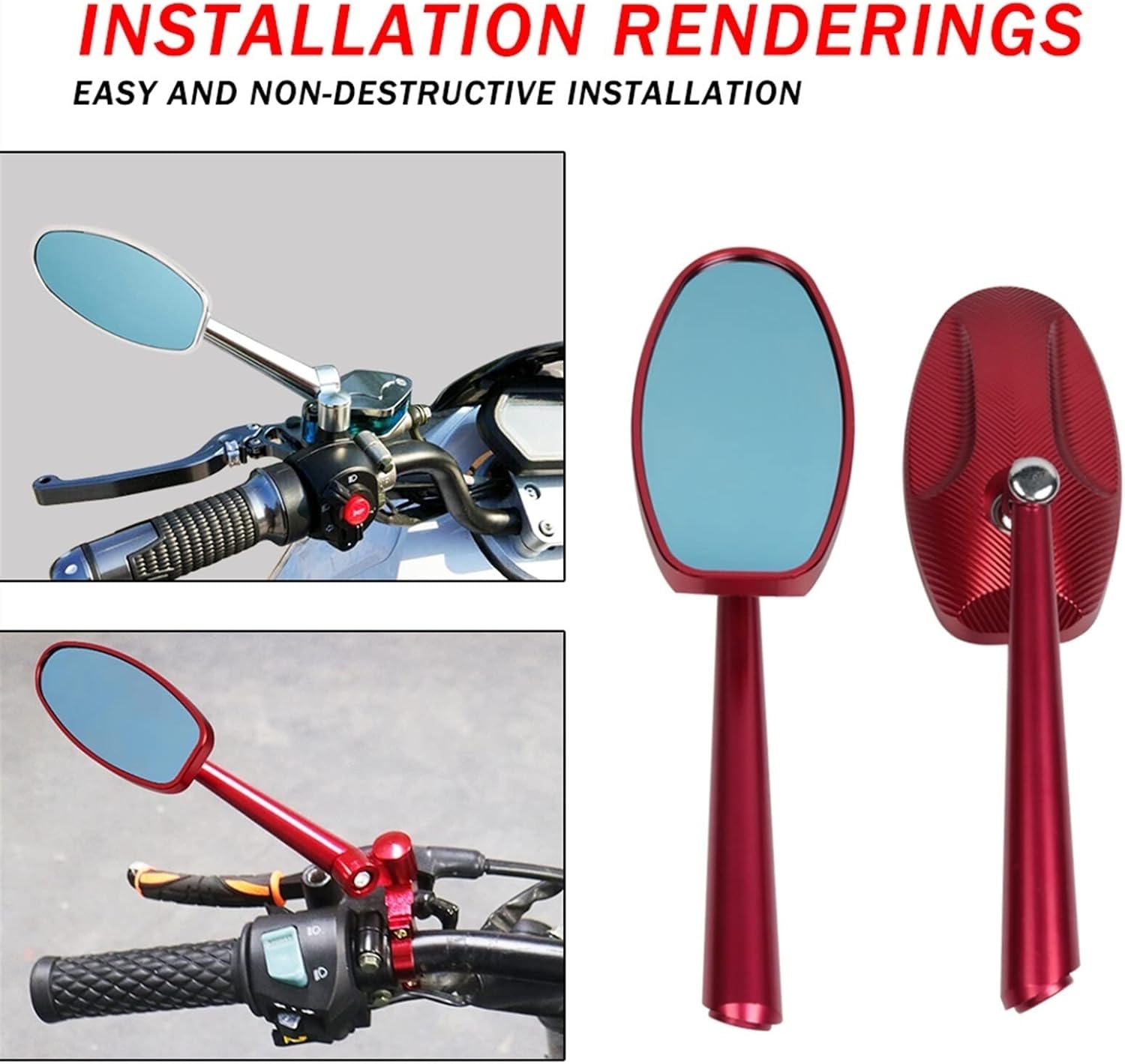 Espejo retrovisor de motocicleta de aluminio CNC, espejo retrovisor azul antirreflejos para Kawasaki para espejos Versys 1000 ZX12R ZX6R ZX636R