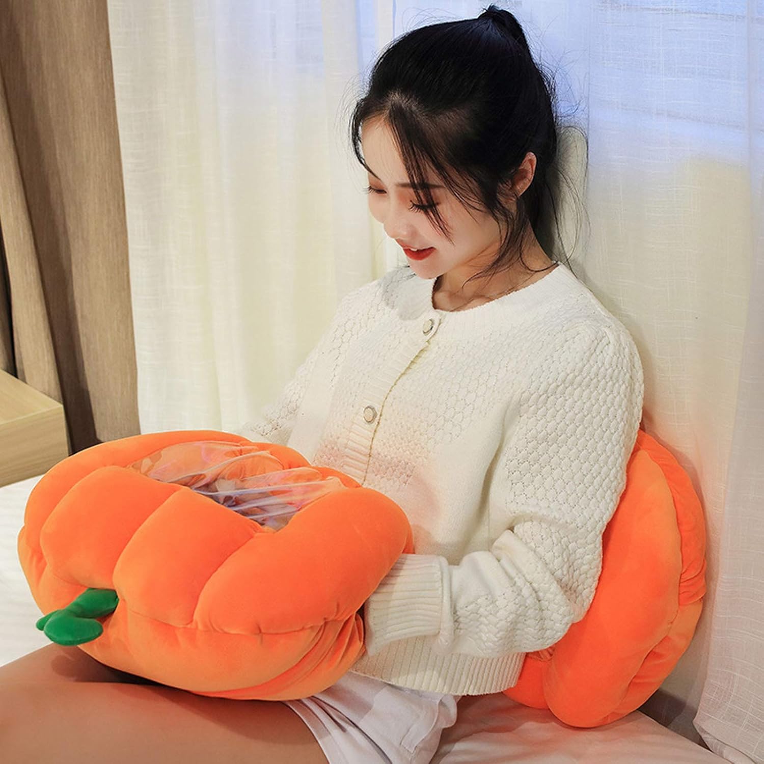 REFAHB Almohada decorativa de calabaza esponjosa y duradera para Halloween, almohada decorativa para sofá, almohada de felpa de calabaza suave,